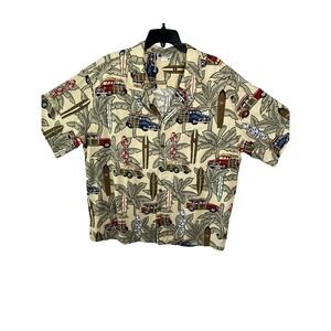 Vintage Aloha Republic Hawaiian Camp Shirt 100% Cotton Woody Surf Palm Tree‎ 4XL